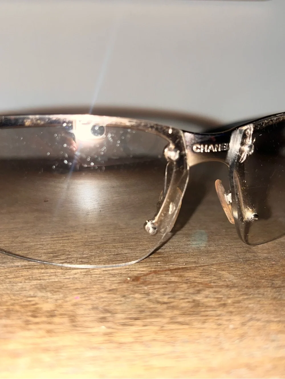 Y2K CHANEL Iconic 4009 Rimless Sunglasses in Silver with Brown Gradient Lenses
